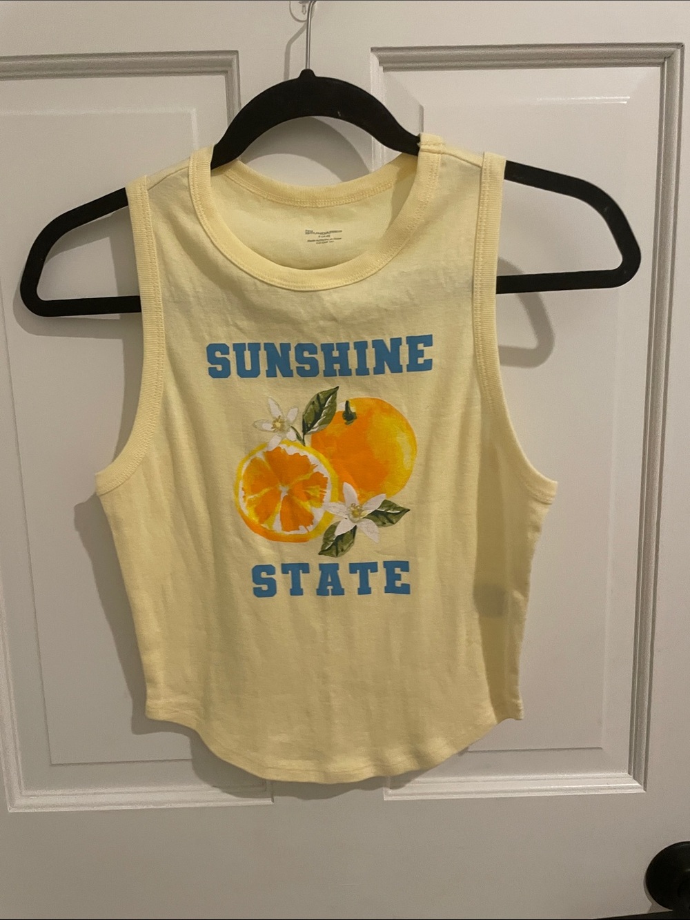 No Boundaries Yellow Graphic Tank with Blue Lettering